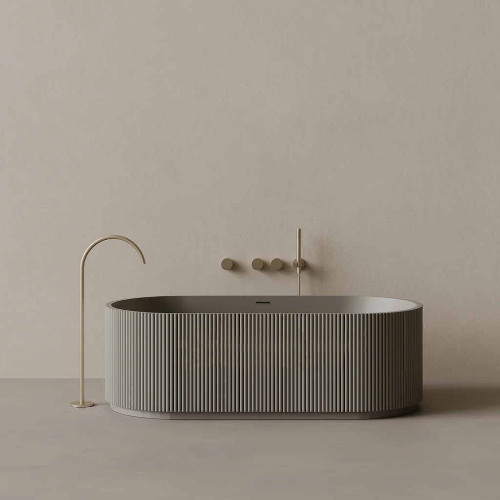 Bañera estriada gris Mushin NAMI para proyectos de interiorismo y baños de diseño contemporáneo en Madrid