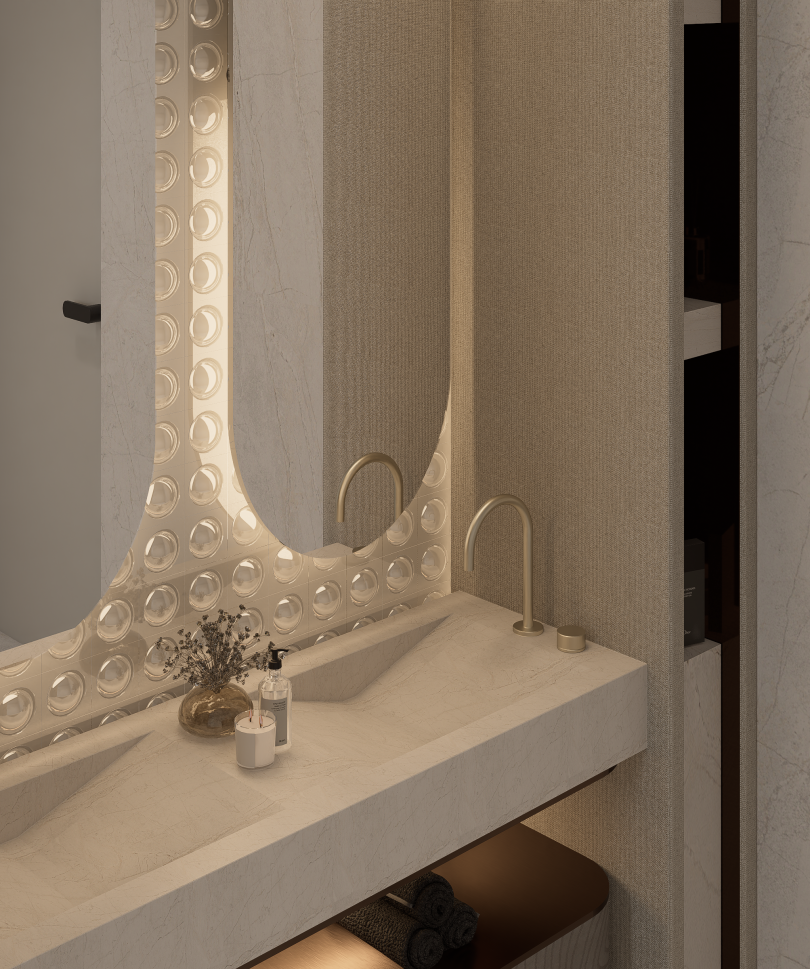 Grifo de arco alto en latón macizo para proyectos de interiorismo y baños de lujo en Madrid