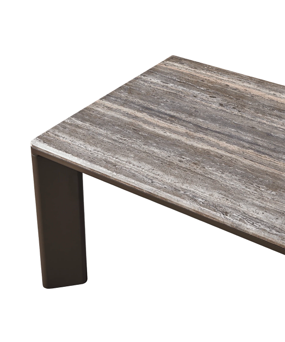 Mesa de comedor de piedra Mushin PALM con diseño arquitectónico y líneas minimalistas contemporáneas